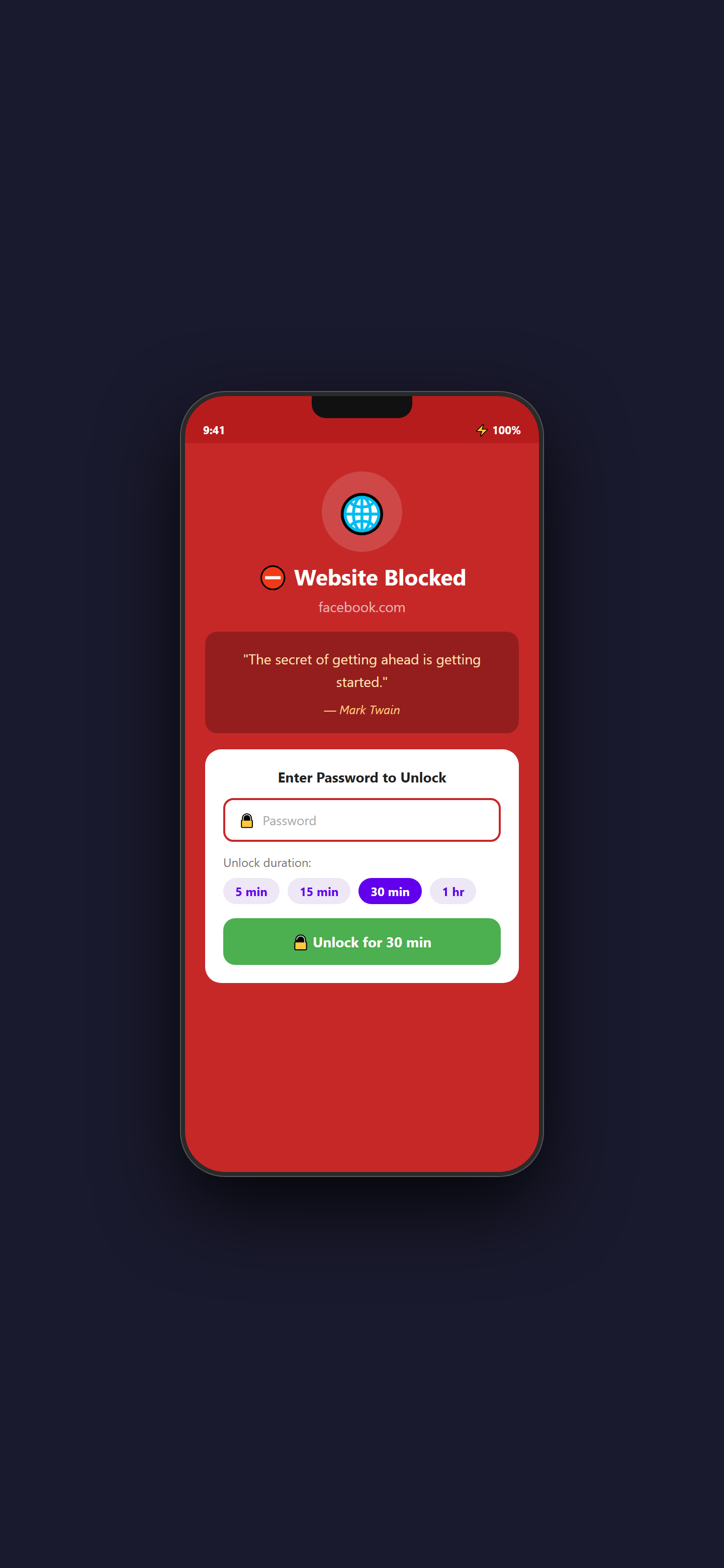 QuickPalm Blocker Site blocked
